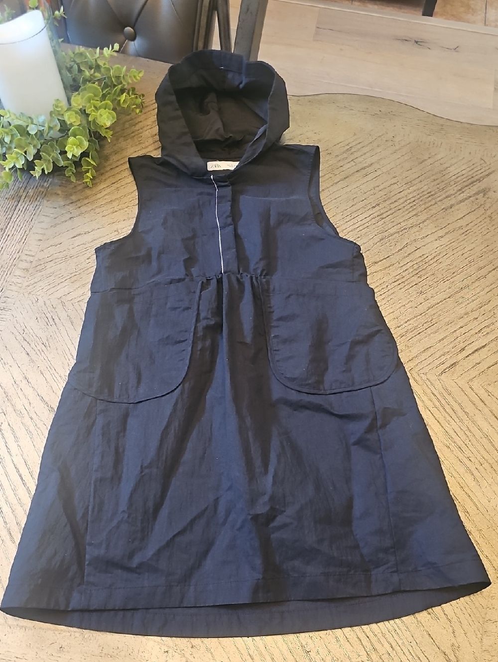 Zara Hooded Waterproof Tech Black Dress Size 11-12 - Picture 12 of 12